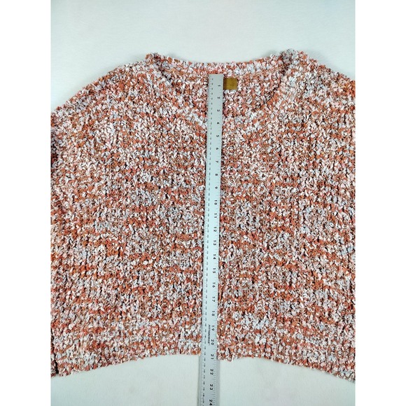 POL Sweater Womens Medium Orange White Boucle‎ Chenille Knit Pullover Cropped - Picture 6 of 8